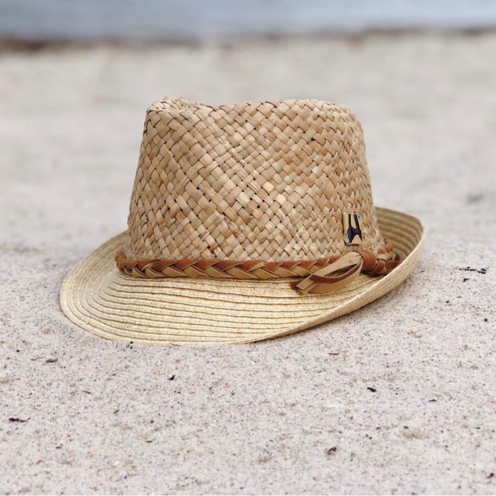 Rush Straw Leather Fedora Hat